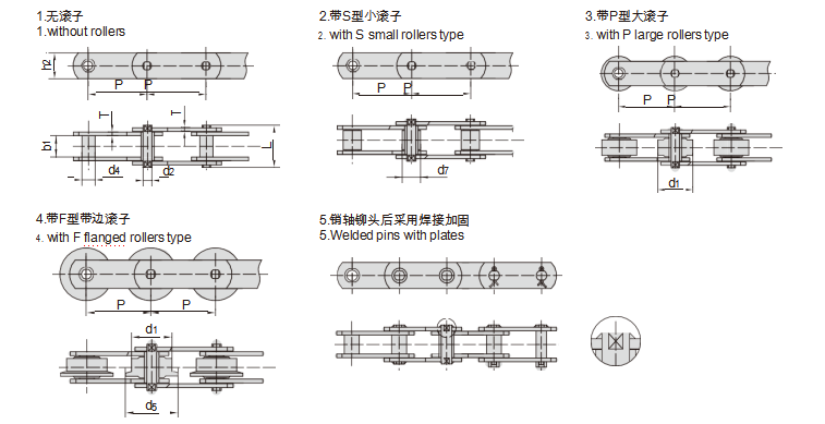   Conveyor chains with extended pins (M series)   