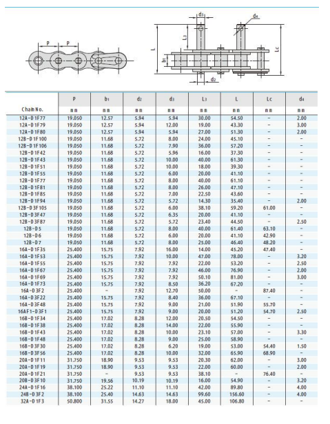   Conveyor chains with special extended pins   