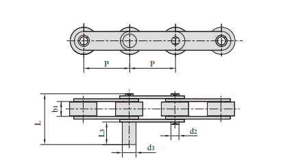   Double Pitch Conveying Roller Chain with Extended Pins   