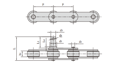   Double Pitch Conveying Roller Chain with Extended Pins   