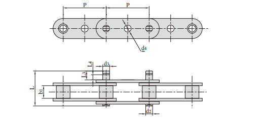   Double Pitch Conveying Roller Chain with Extended Pins   