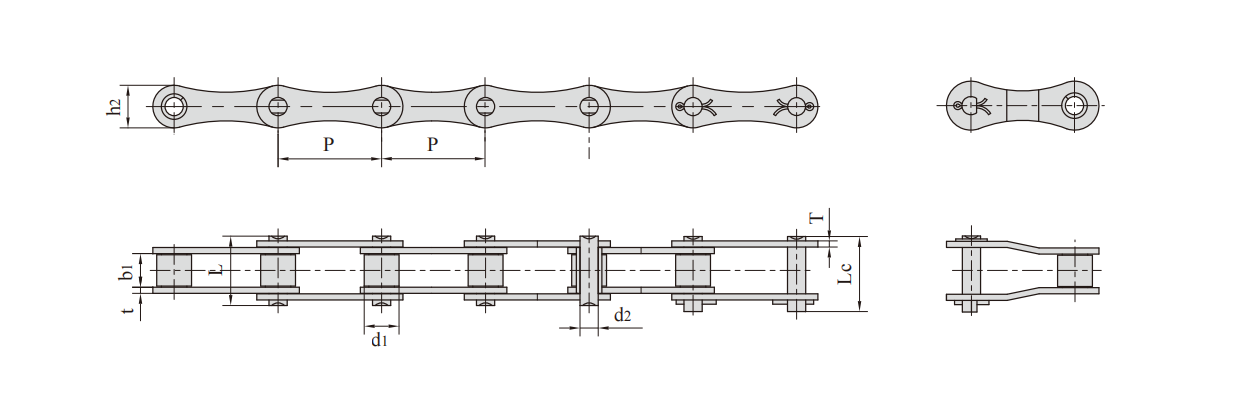   Stainless Steel Double Pitch Conveyor Chains with Extended Pins   
