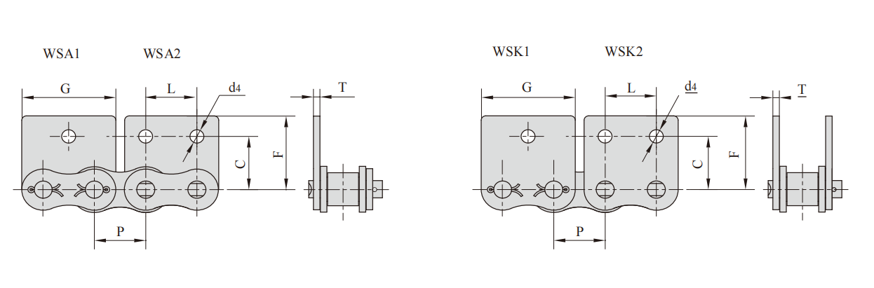   Stainless Steel Double Pitch Conveyor Chains with Extended Pins   