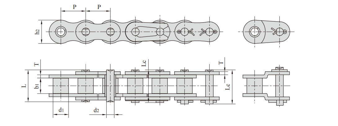   Stainless Steel Double Pitch Conveyor Chains with Extended Pins   