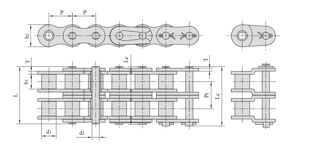   Stainless Steel Double Pitch Conveyor Chains with Extended Pins   