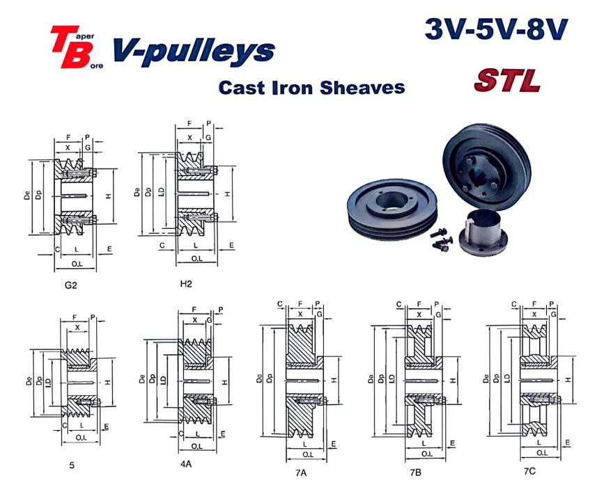   STL 3V-5V-8V V-pulleys   